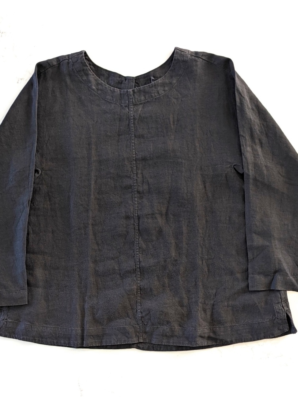 TOAST Linen Top S Black Pepper Garment Dyed Boxy Long Sleeve Round Neck NWT $280
